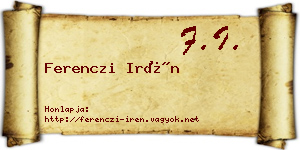 Ferenczi Irén névjegykártya
